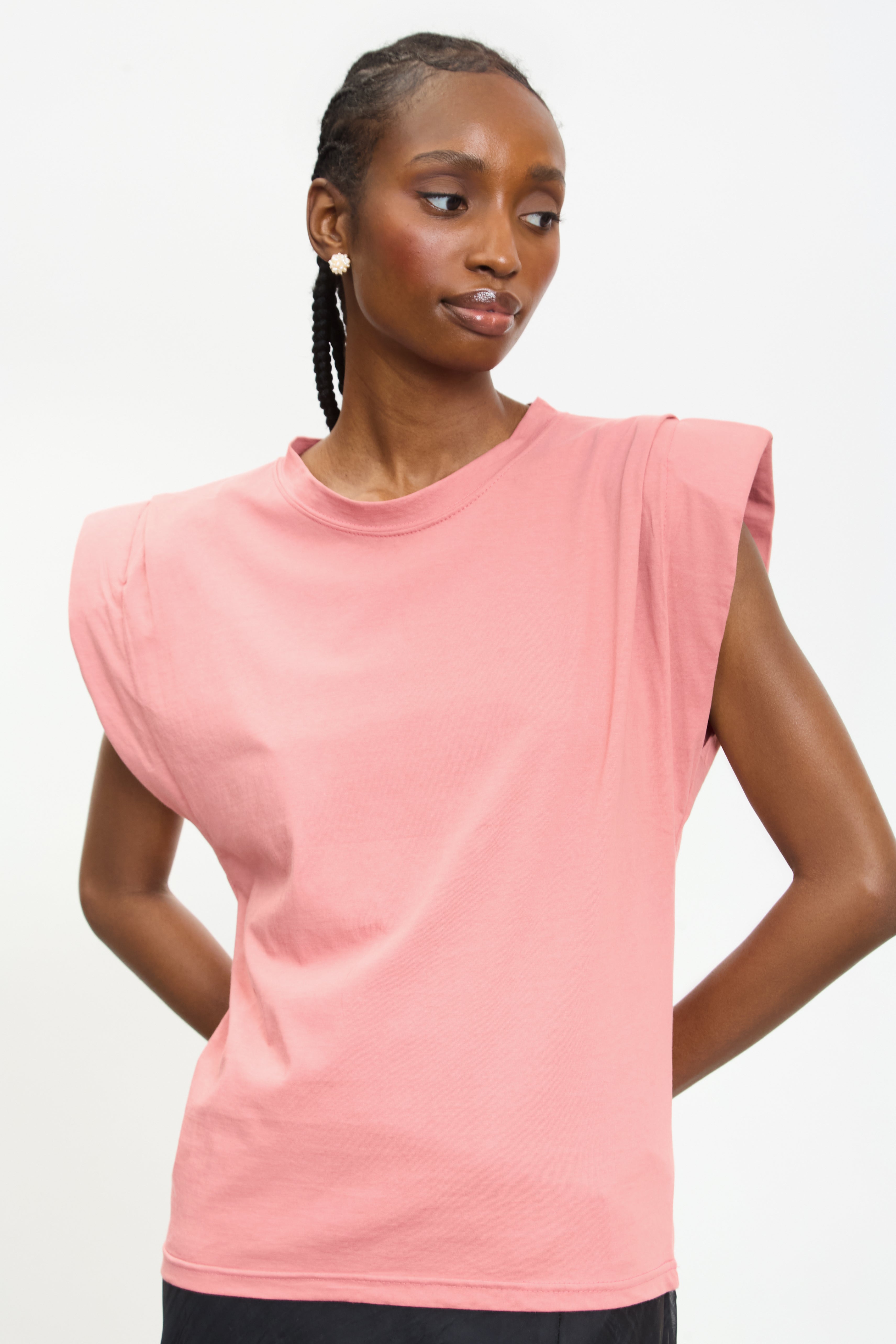 Rust orange padded shoulder tank_1