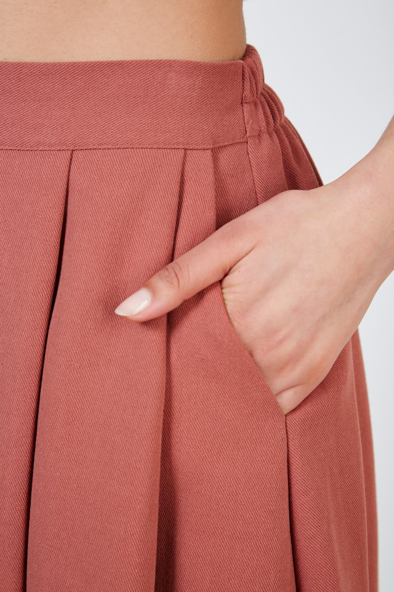Rust red pleated skirt_4