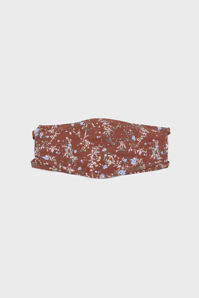 Rust blue and pink floral face mask_2