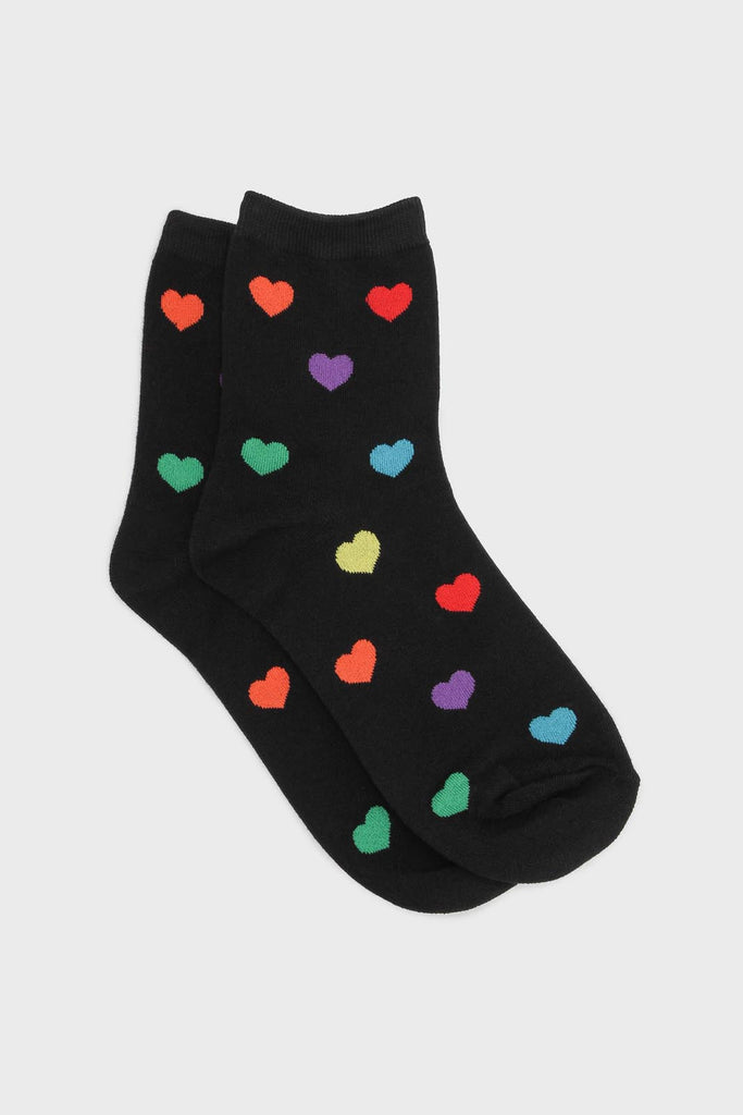 Black rainbow heart socks_1