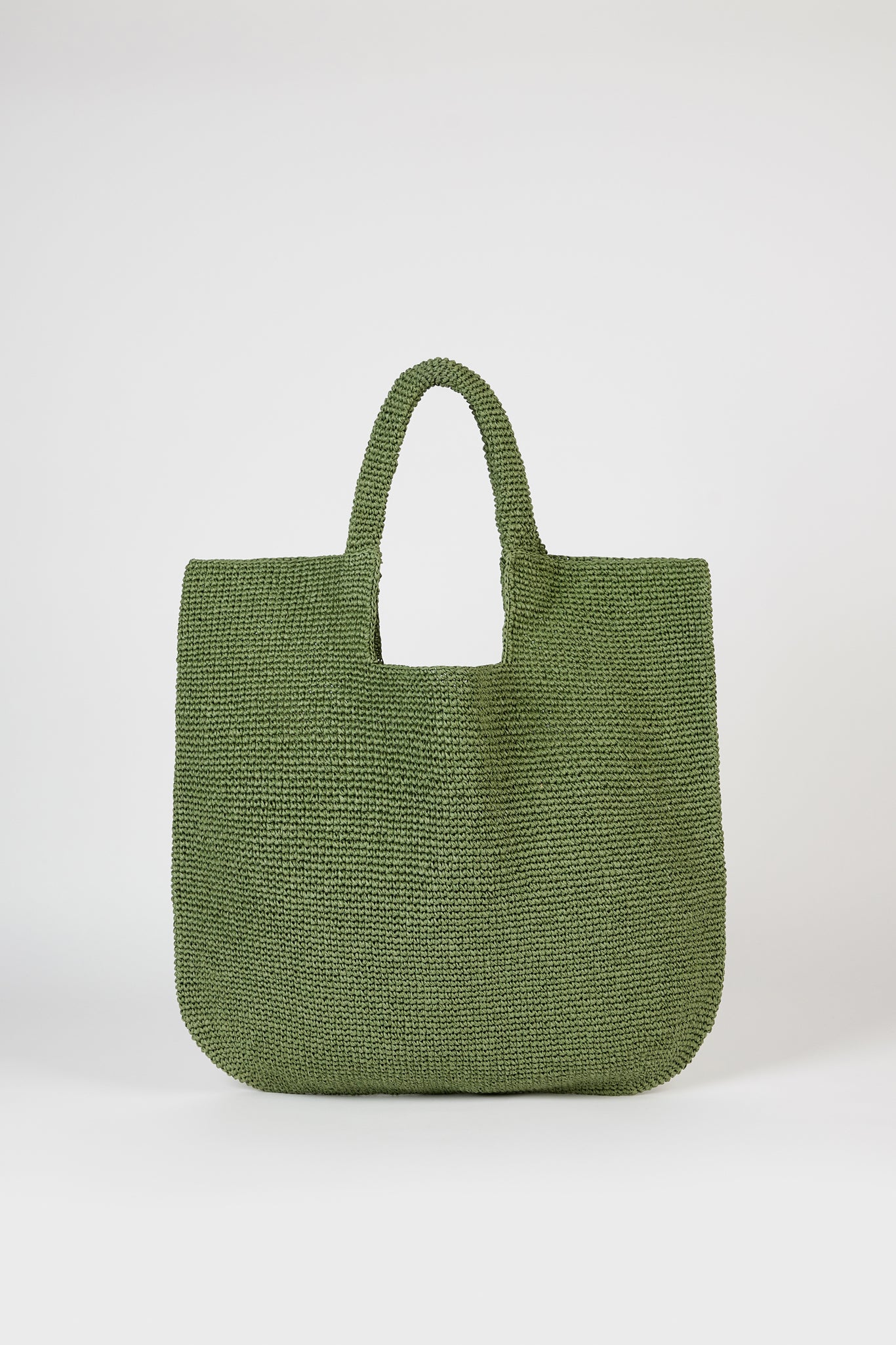 Sage green tight weave straw tote bag_1