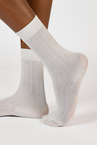 Silver glitter long ribbed socks_3