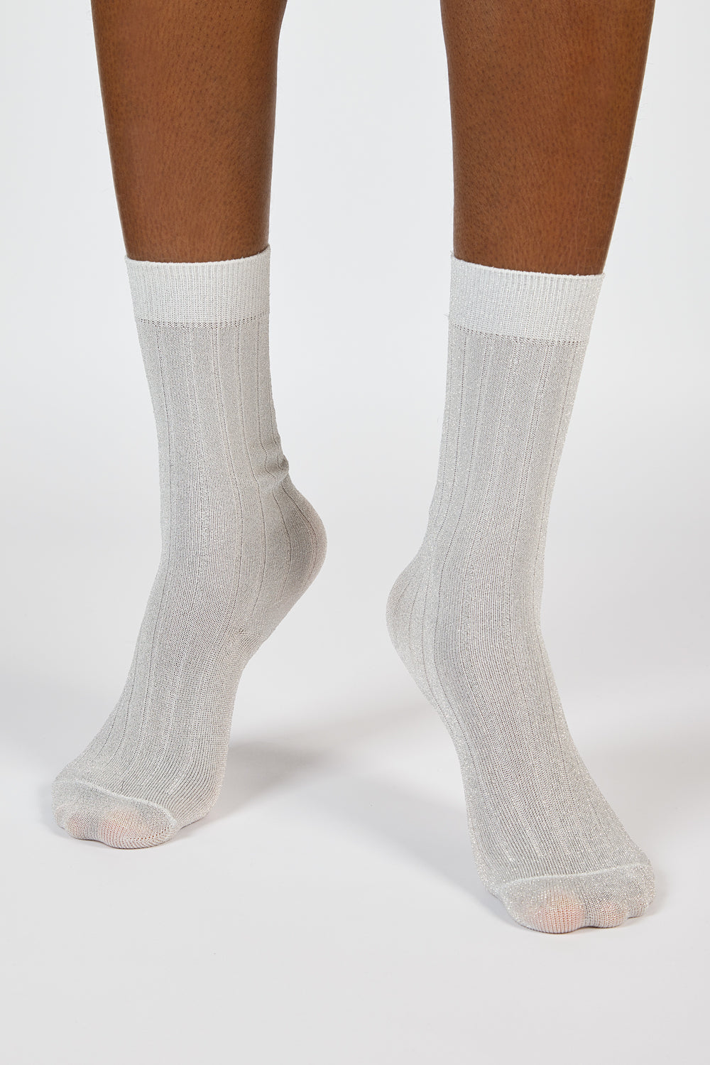 Silver glitter long ribbed socks_4