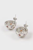Silver multicolour diamante curved stud earrings_3