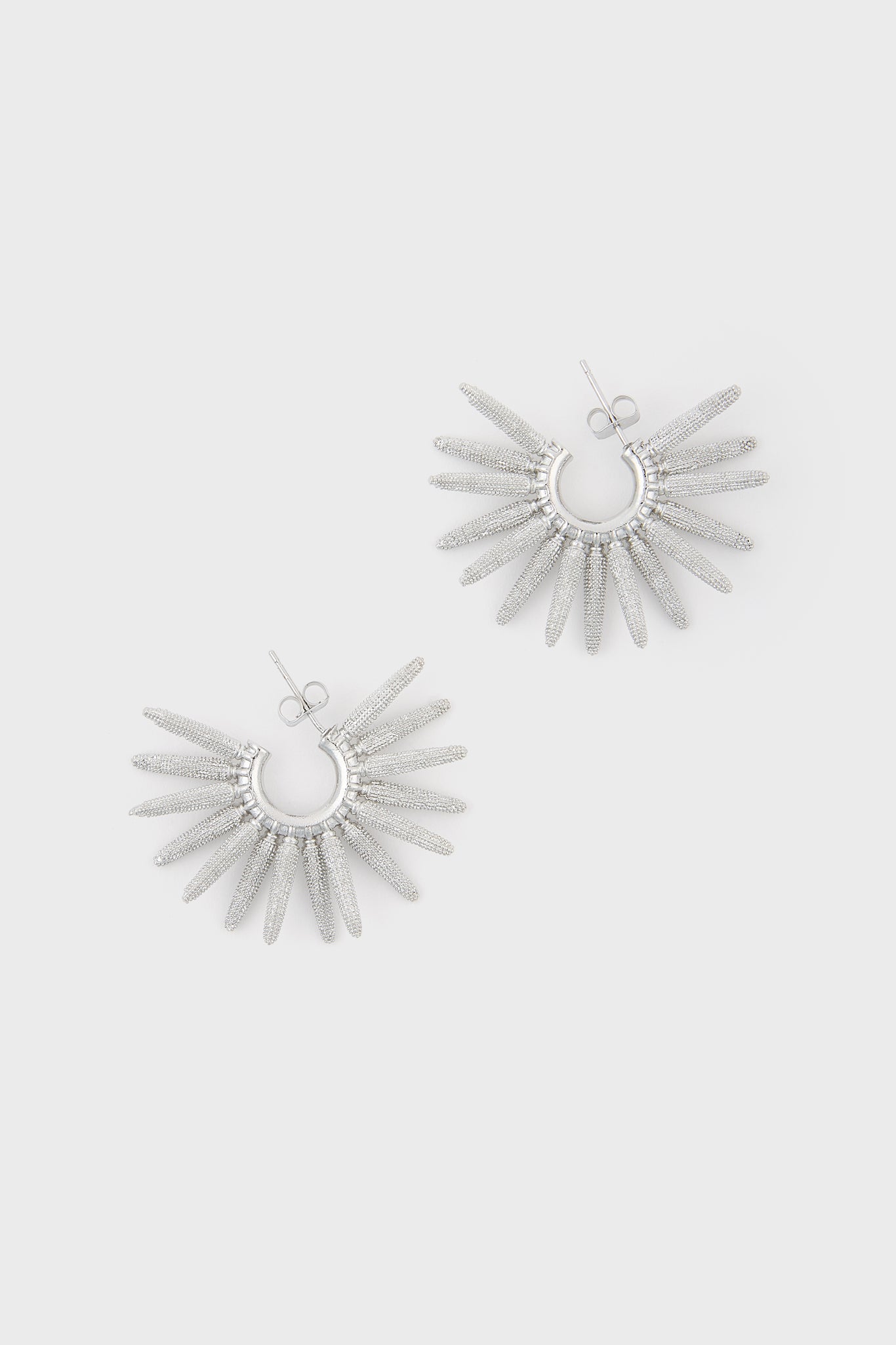 Silver thick cones starbust hoop earrings_2