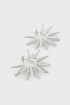 Silver thick cones starbust hoop earrings_3
