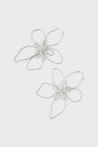 Silver wire flower hoop earrings_1
