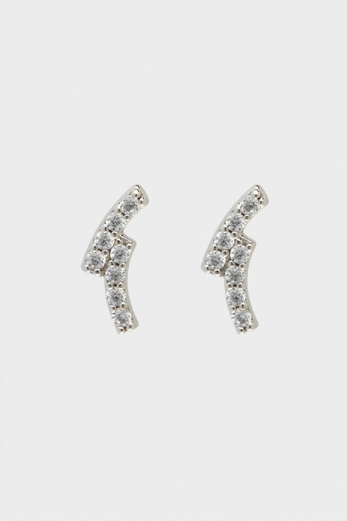 Silver double arch mini diamante studs_2