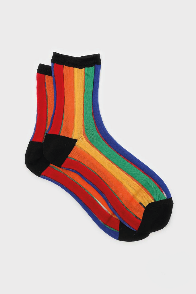 Rainbow sheer vertical striped socks_1