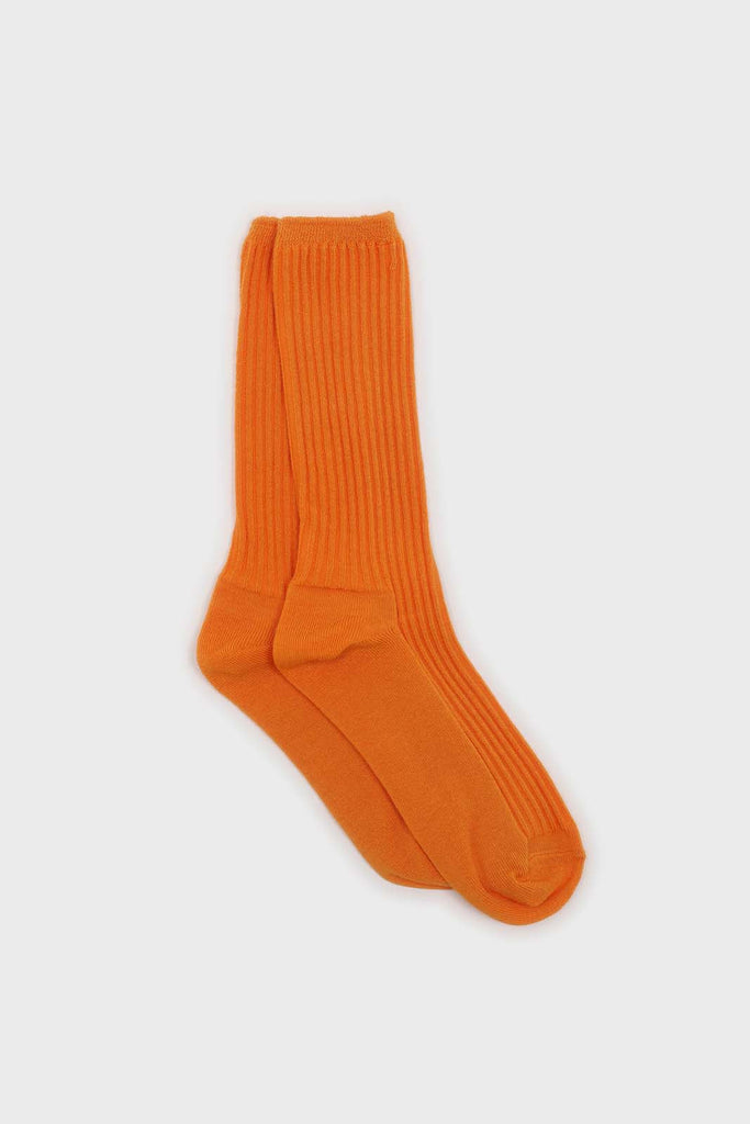 Bright orange long ribbed socks_1