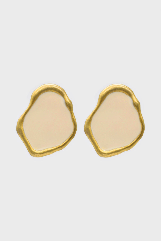 Gold and ivory irregular circle earrings_1
