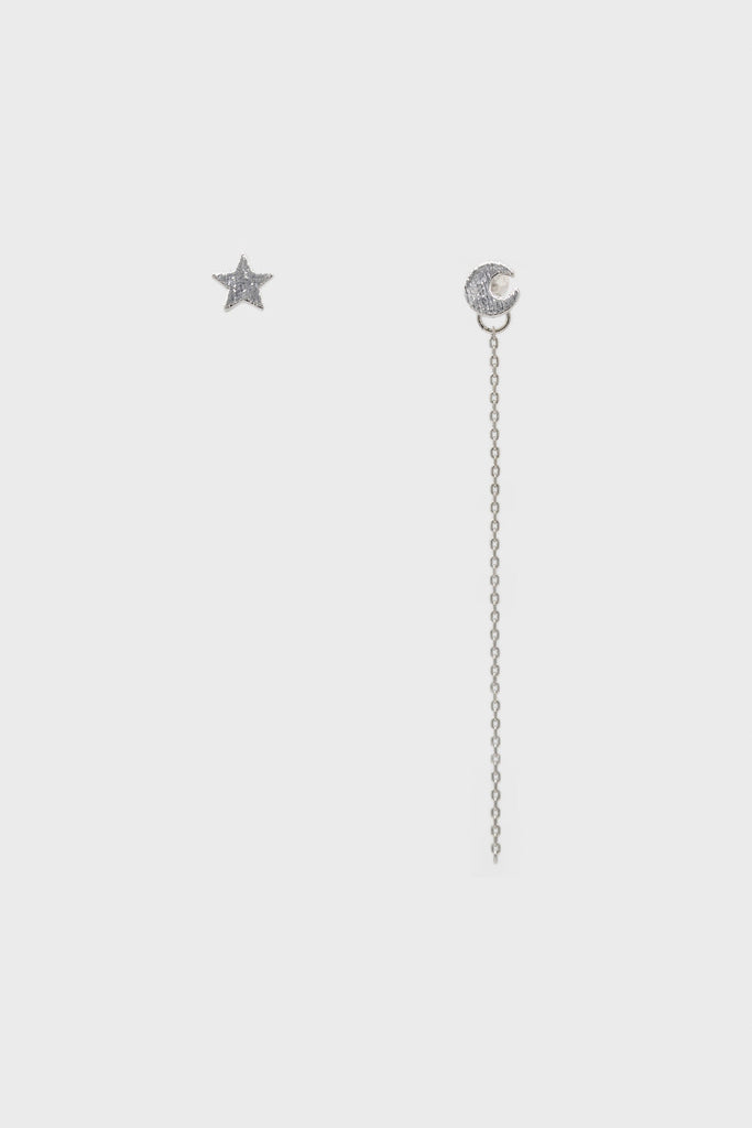 Silver moon and star stud earrings_4