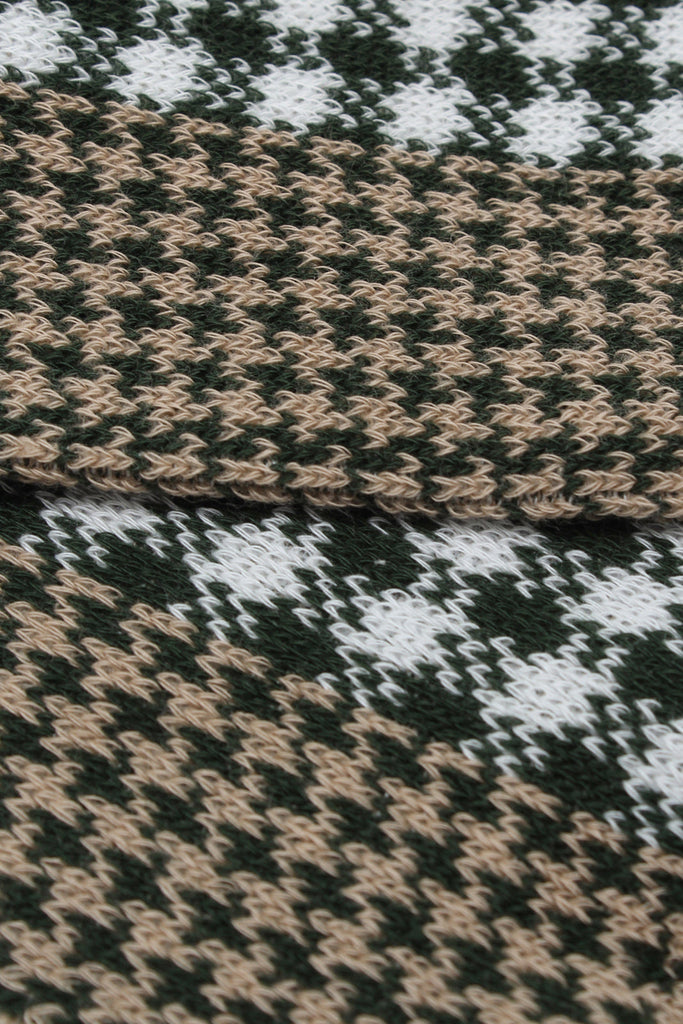 Beige and green jacquard checked socks_2