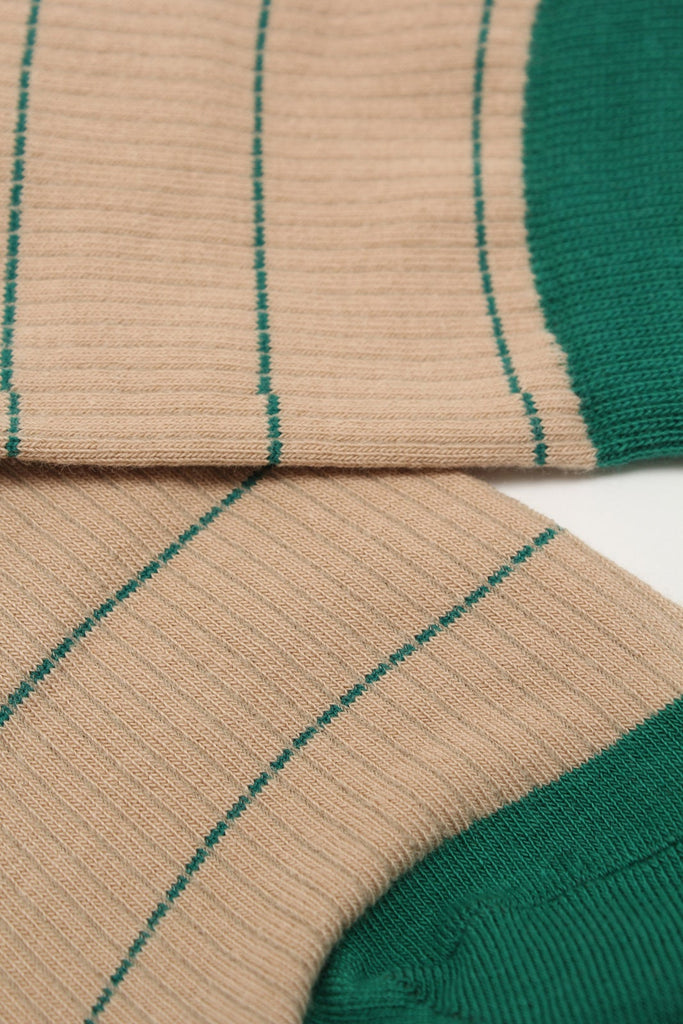 Beige and green vertical stripe socks_2