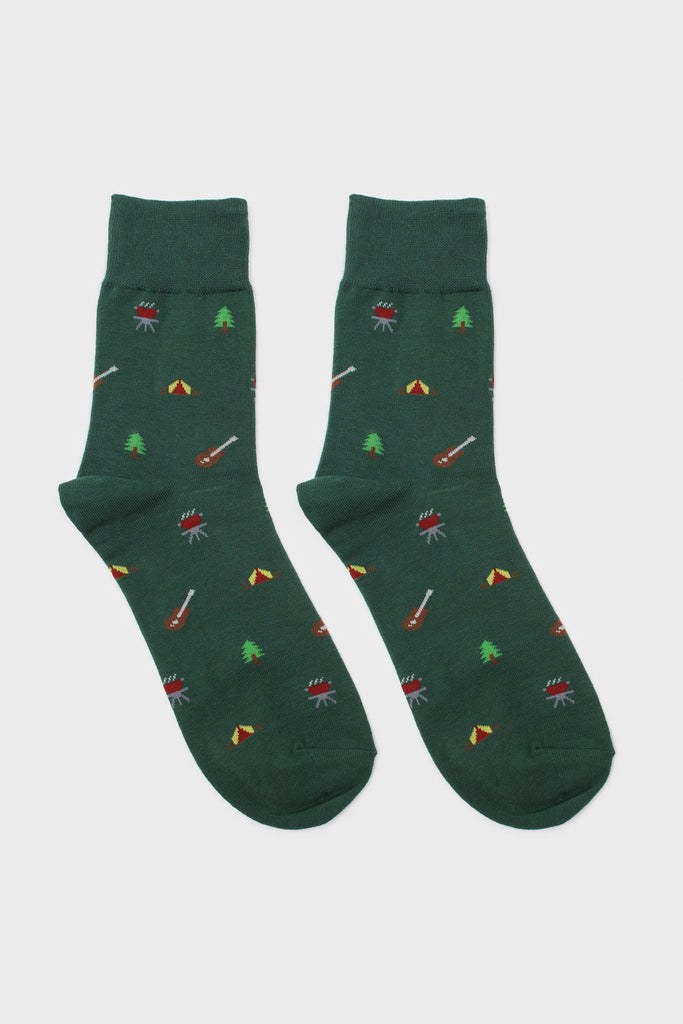 Green camp out socks_3