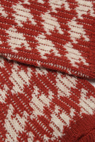 Red and white wool blend houndstooth socks_2