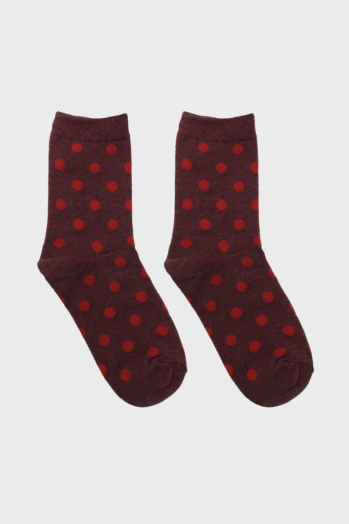 Burgundy and red bubble dot socks_3