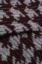 Burgundy and grey wool blend houndstooth socks_2