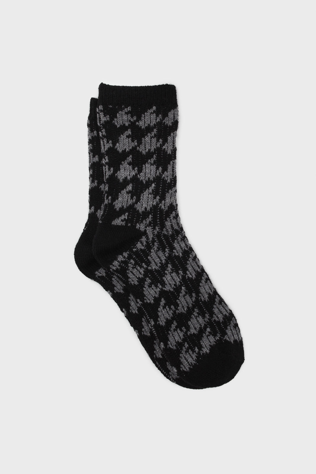 grey wool blend houndstooth socks