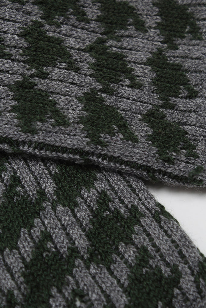 Grey and green wool blend houndstooth socks_2