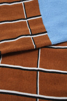 Camel and blue box check socks_2