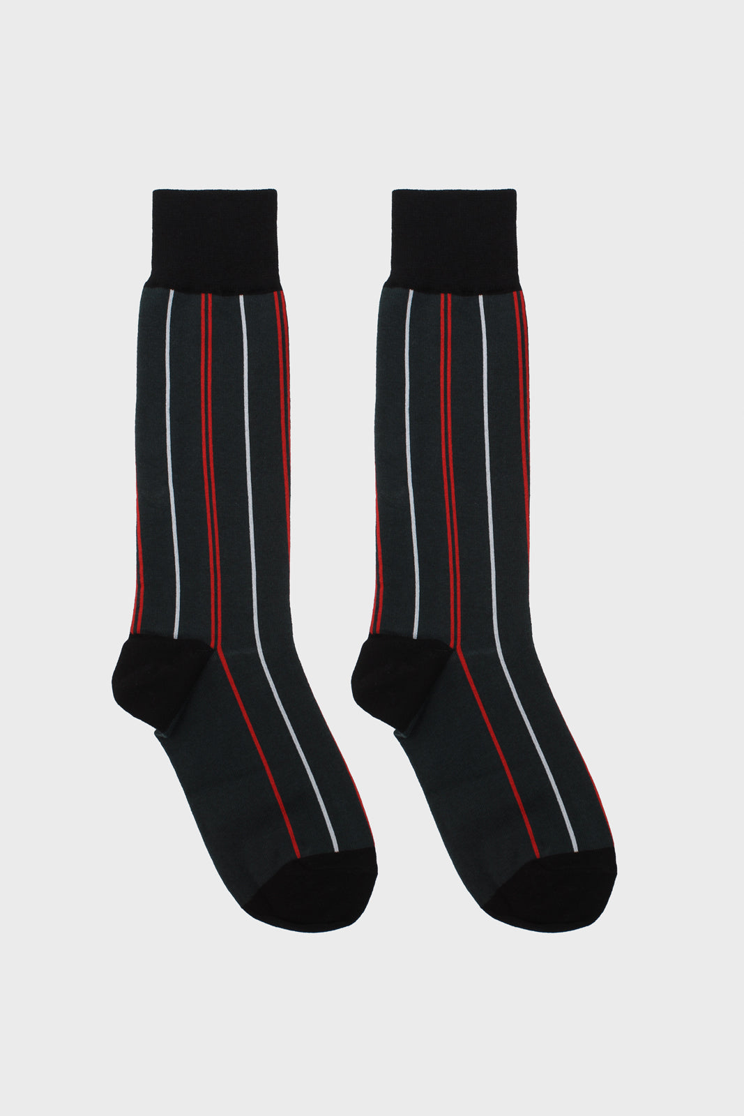 Teal and red striped black trim socks_3