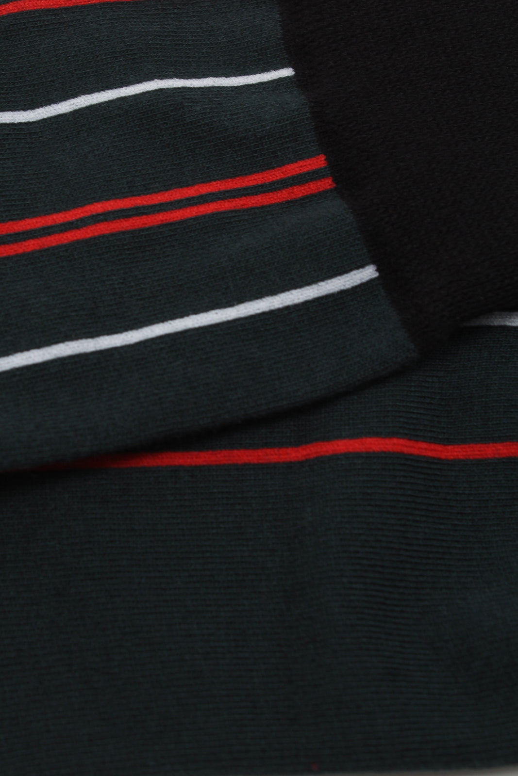 Teal and red striped black trim socks_2