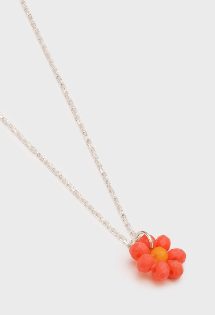 Charm necklace - Silver coral daisy_1