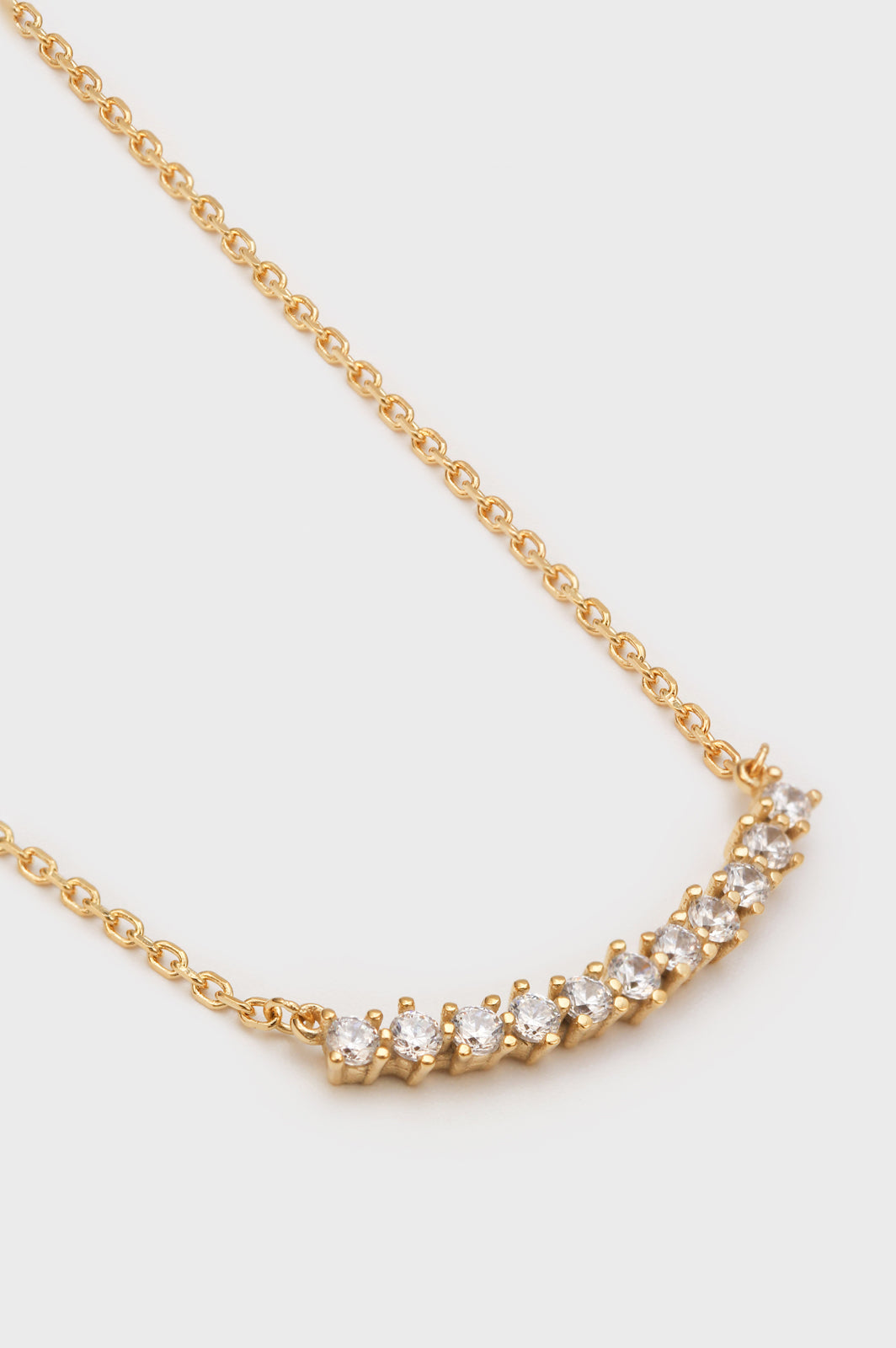Charm necklace - Gold diamante curved bar_1