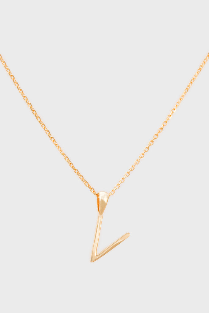 Charm necklace - Gold name initial letter 'V'_1