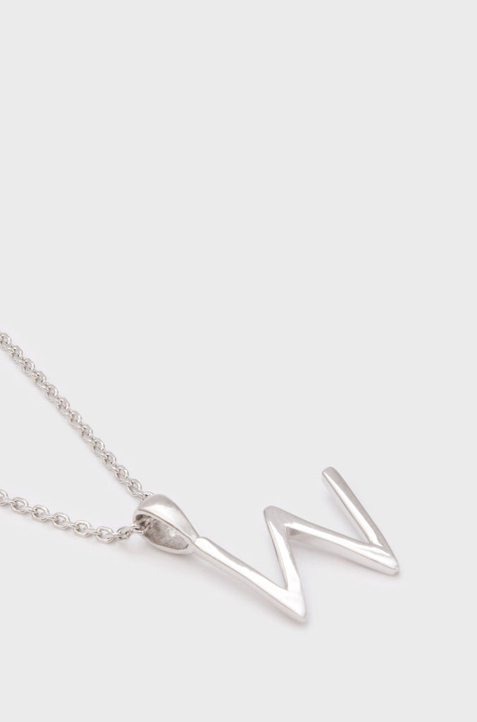 Charm necklace - Silver name initial letter 'W'_2