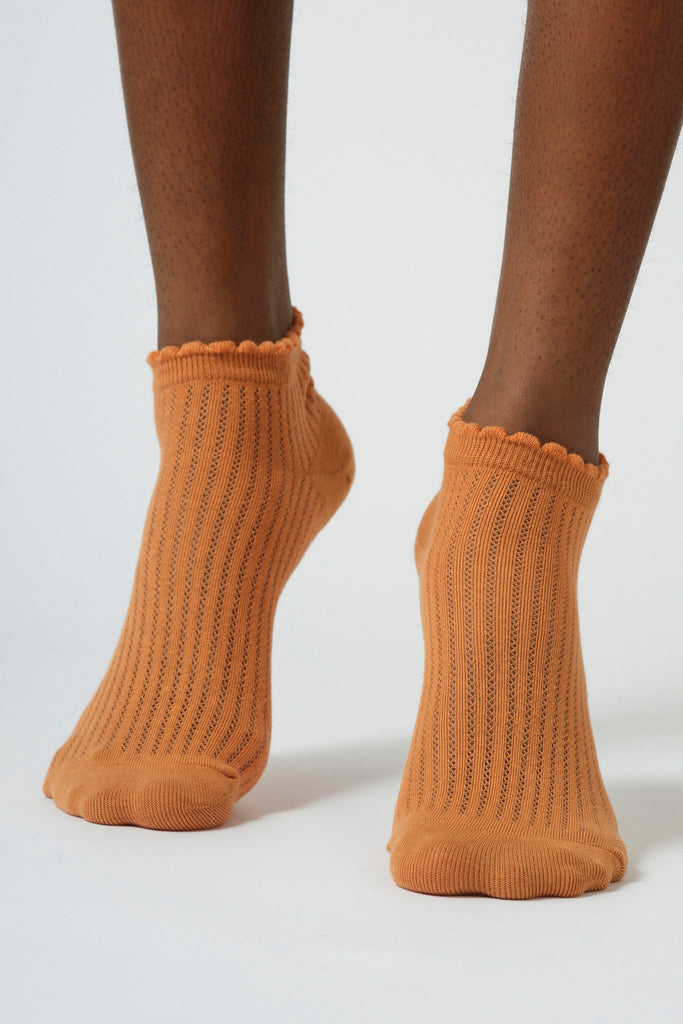 Warm brown ribbed soft trim ankle socks_2