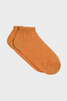 Warm brown ribbed soft trim ankle socks_3