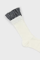 White and black checked ruffle trim socks_2