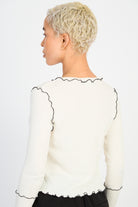 White and black horizontal trim long sleeved top_2