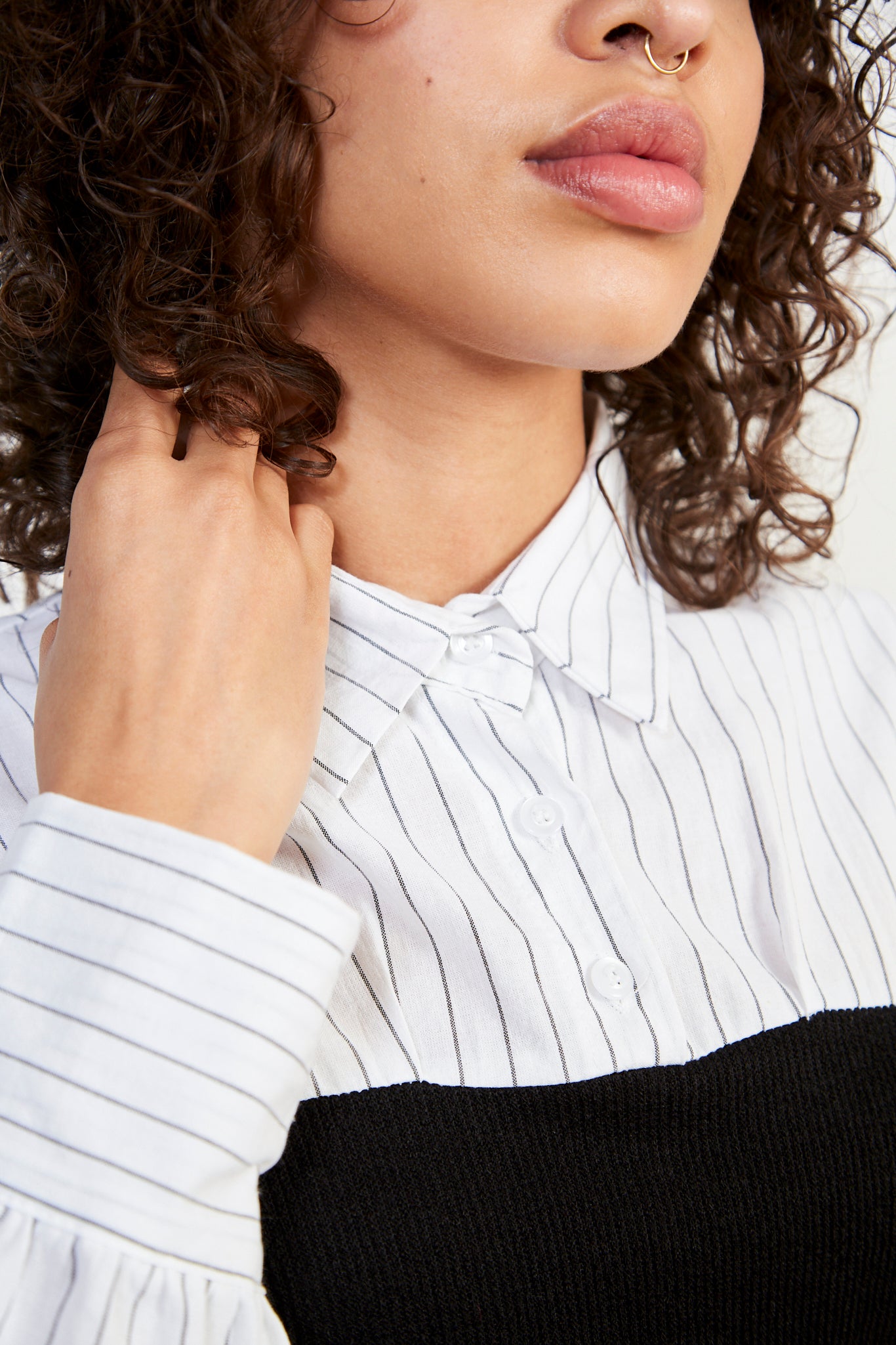 White and black pinstripe corset blouse_3