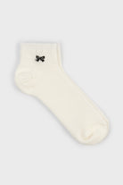 White and black single bow ankle socks_3