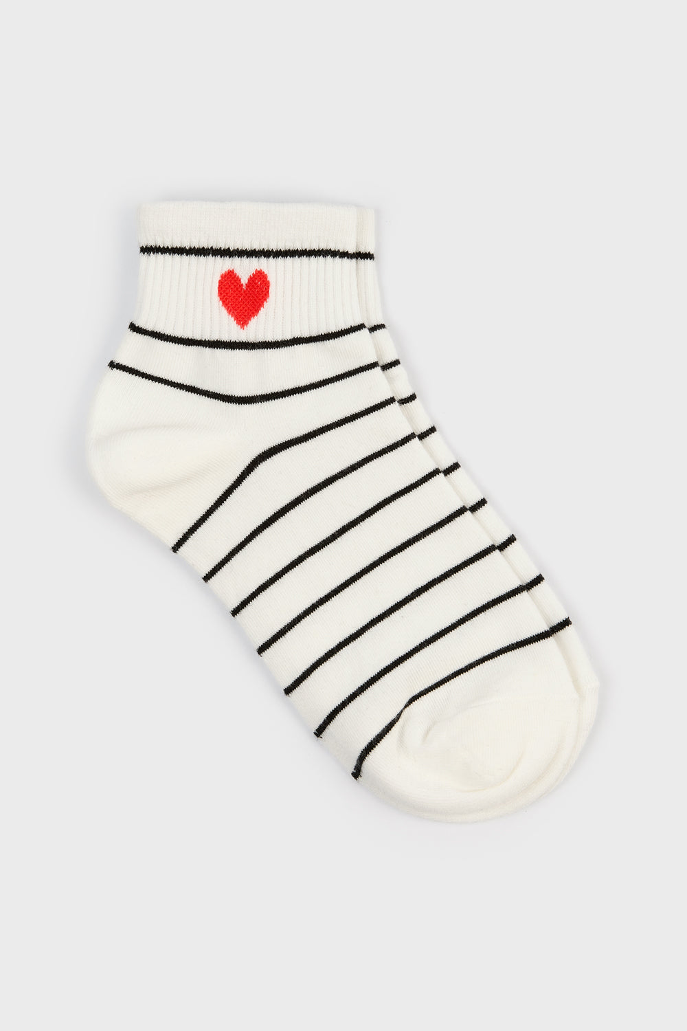 Striped heart ankle socks - Set of 2