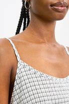 White and blue checked double layer peplum tank_3