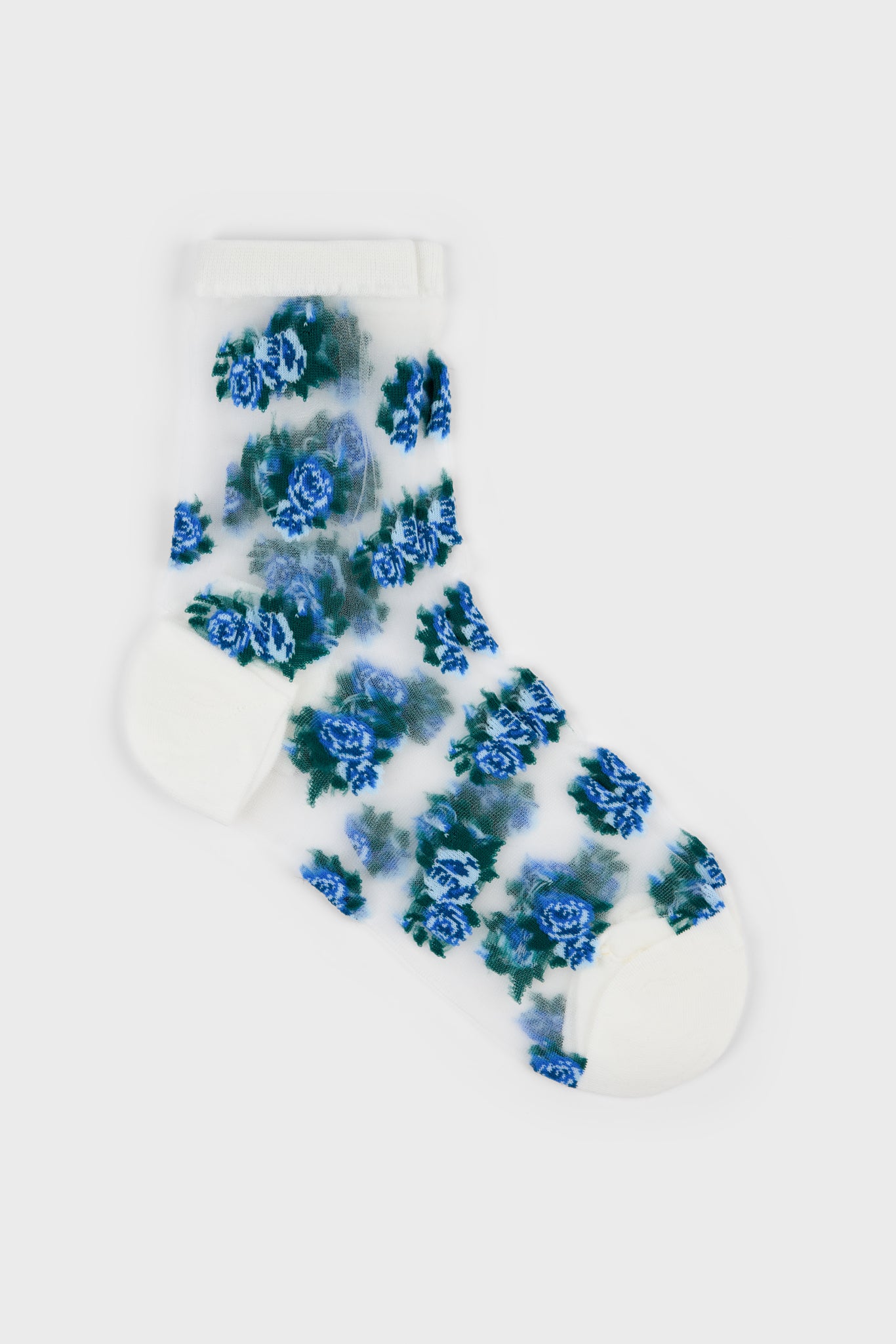 blue rose floral sheer socks
