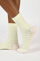 White and lime green thin striped socks_1
