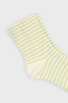 White and lime green thin striped socks_4