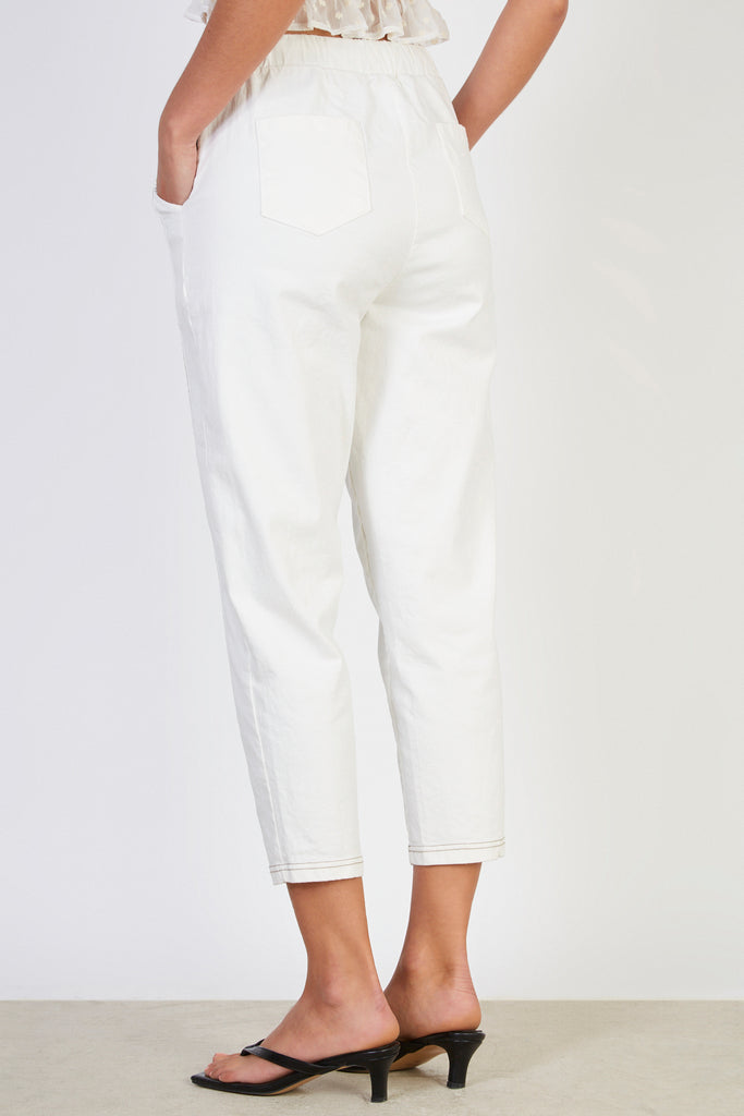 White contrast stitch drawstring trousers_2