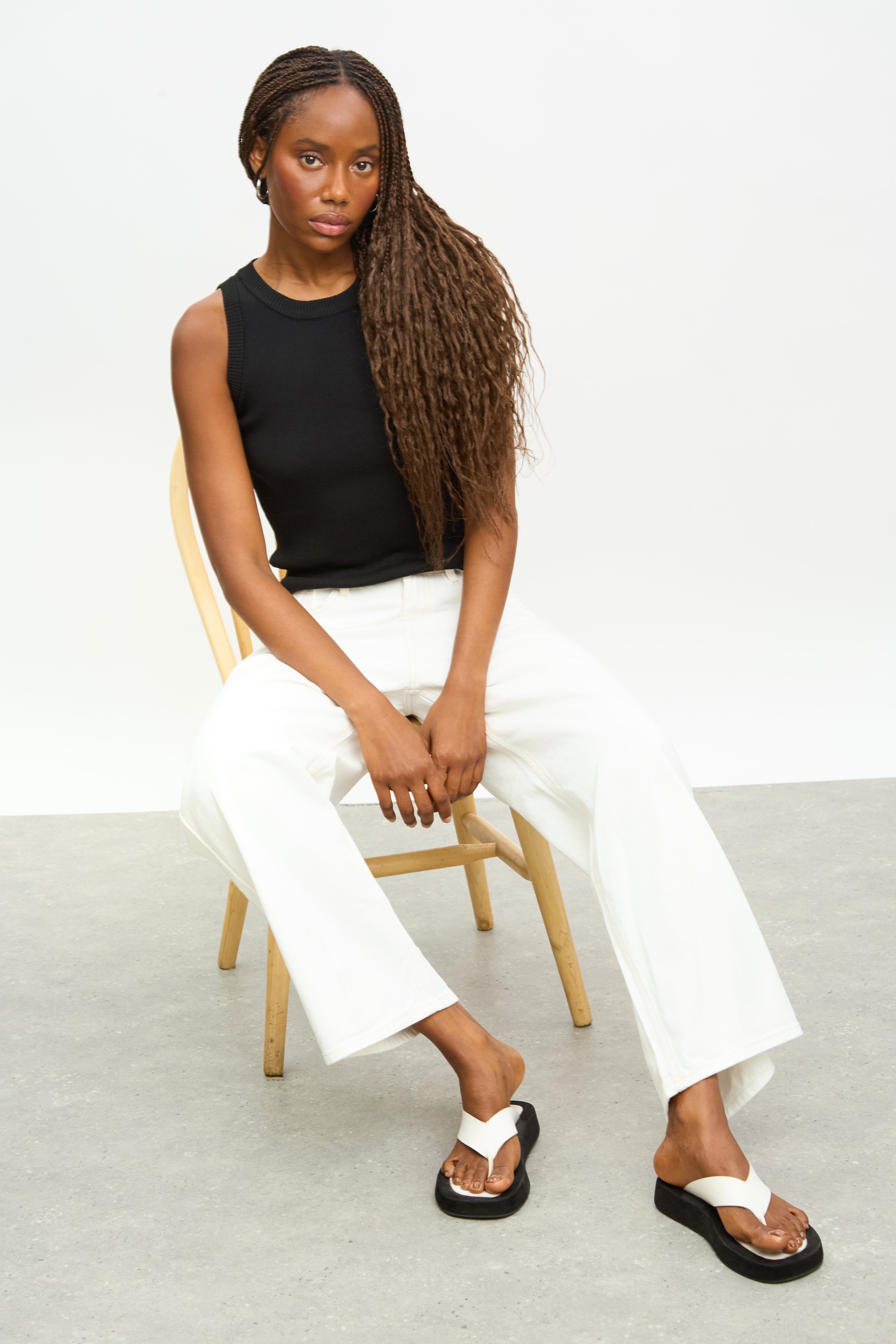 White contrast stitch super wide leg slouchy jeans_5