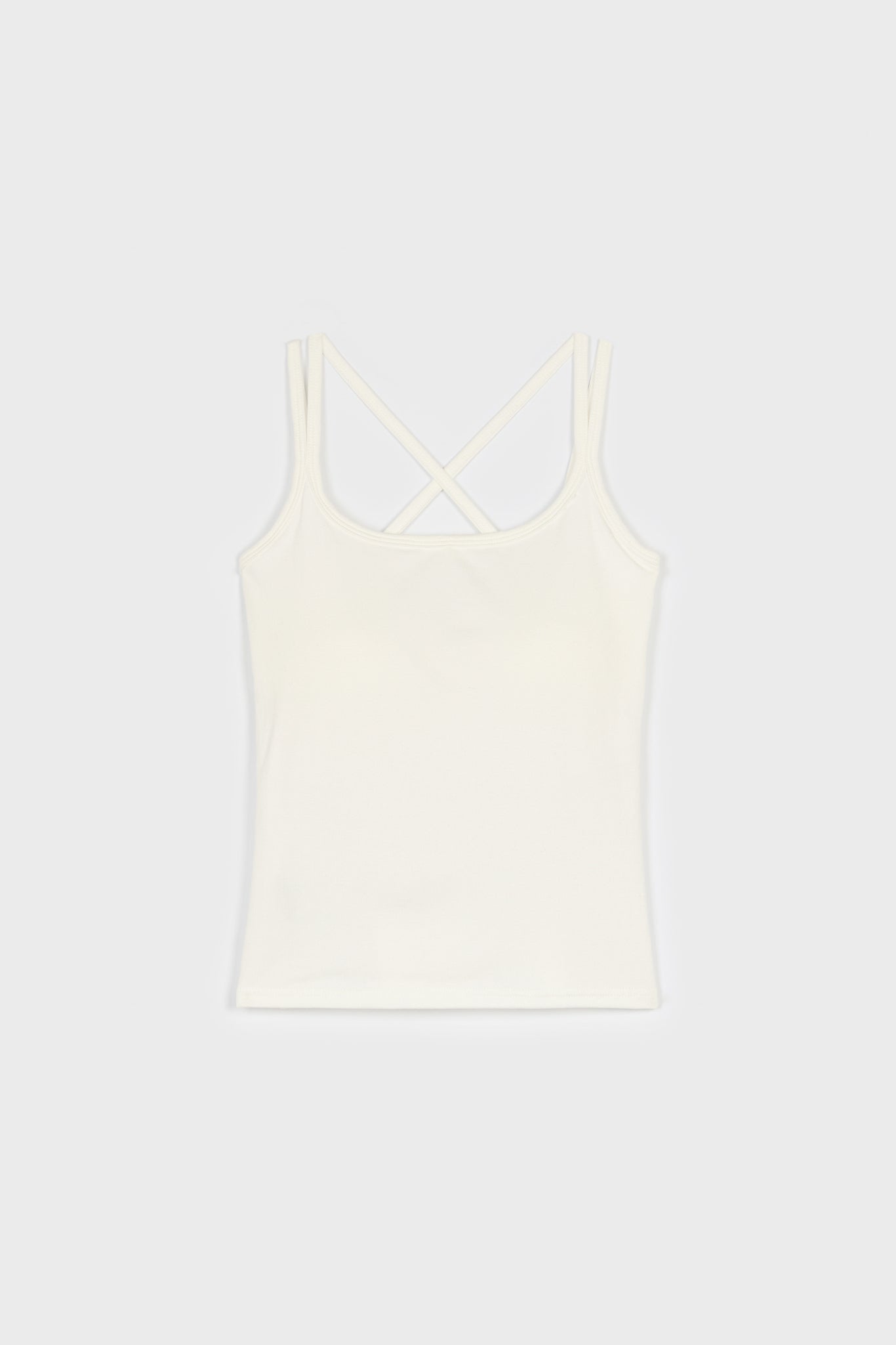 White cross back stretch jersey tank top_1