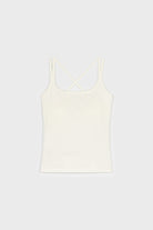 White cross back stretch jersey tank top_1
