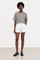 White double pleat tailored shorts_4