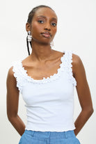 White double ruffle trim tank_1