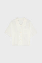 White eyelet short sleeved shirt blouse_1