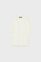 White floaty sheer strips short sleeve top_1